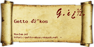 Getto Ákos névjegykártya